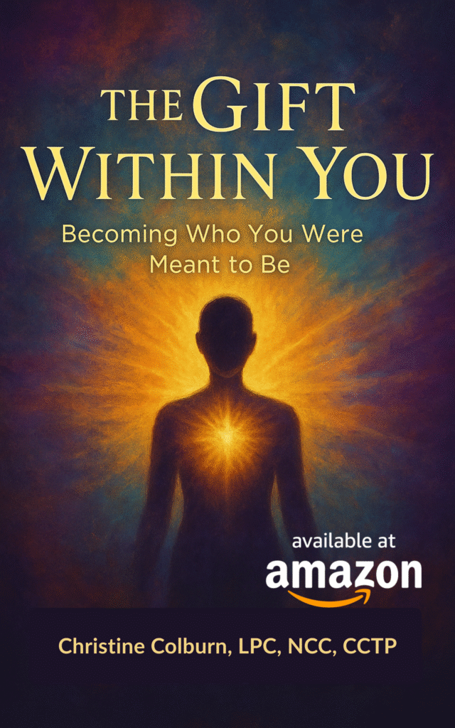Book cover for The Gift Within You: Becoming Who You Were Meant to Be by Christine Colburn, a self-discovery and personal growth workbook.