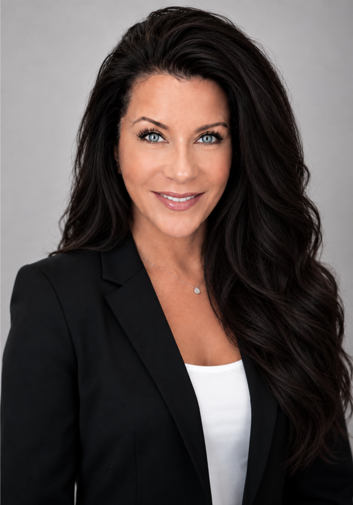 photo of a woman in a black jacket and white shirt